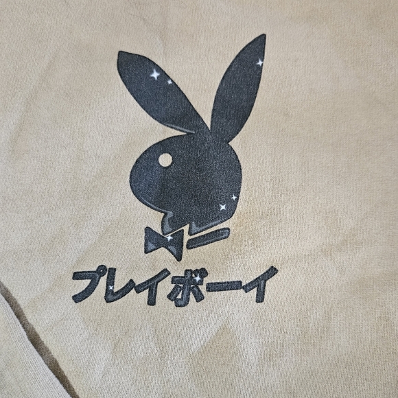 Playboy Club Tokyo Ace of Spades Crewneck Sweatshirt Size Small Tan - Picture 2 of 9